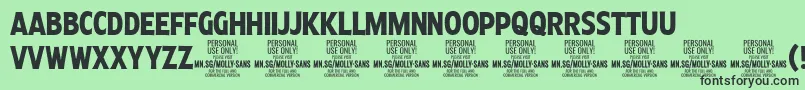 MollySansXC Bo PERSONAL Font – Black Fonts on Green Background