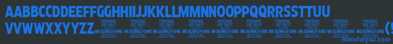 MollySansXC Bo PERSONAL Font – Blue Fonts on Black Background