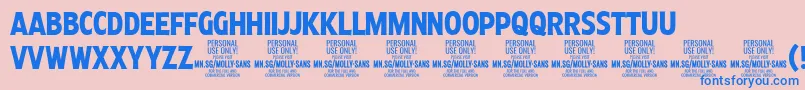 MollySansXC Bo PERSONAL Font – Blue Fonts on Pink Background