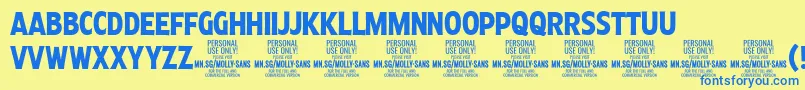 MollySansXC Bo PERSONAL Font – Blue Fonts on Yellow Background