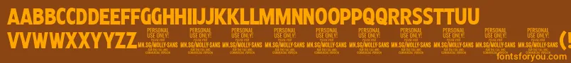 MollySansXC Bo PERSONAL Font – Orange Fonts on Brown Background