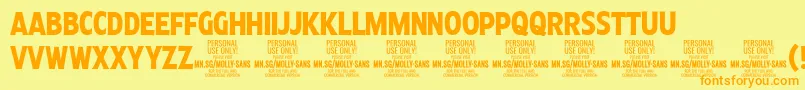 More about MollySansXC Bo PERSONAL Font MollySansXC Bo PERSONAL Font – Orange Fonts on Yellow Background