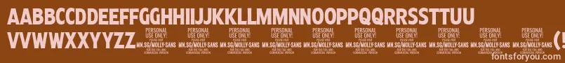 MollySansXC Bo PERSONAL Font – Pink Fonts on Brown Background