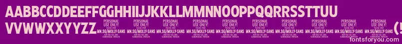 MollySansXC Bo PERSONAL Font – Pink Fonts on Purple Background