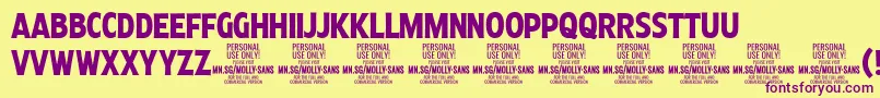 MollySansXC Bo PERSONAL Font – Purple Fonts on Yellow Background