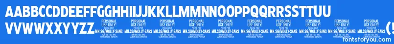MollySansXC Bo PERSONAL Font – White Fonts on Blue Background