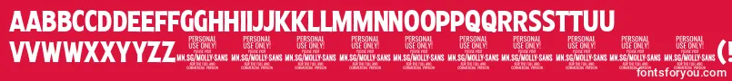 MollySansXC Bo PERSONAL Font – White Fonts on Red Background