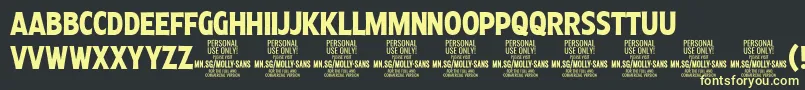MollySansXC Bo PERSONAL Font – Yellow Fonts on Black Background