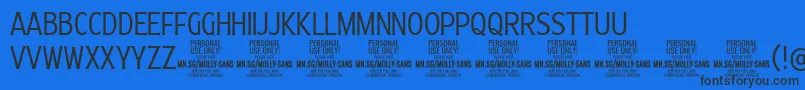 MollySansXC Li PERSONAL Font – Black Fonts on Blue Background