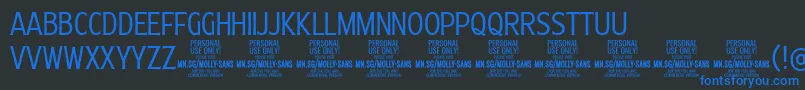 Шрифт MollySansXC Li PERSONAL – синие шрифты на чёрном фоне