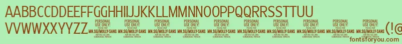 MollySansXC Li PERSONAL Font – Brown Fonts on Green Background