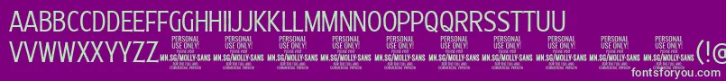 MollySansXC Li PERSONAL Font – Green Fonts on Purple Background