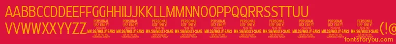 MollySansXC Li PERSONAL Font – Orange Fonts on Red Background