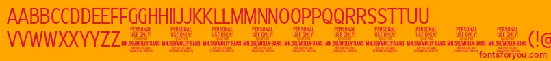 MollySansXC Li PERSONAL Font – Red Fonts on Orange Background