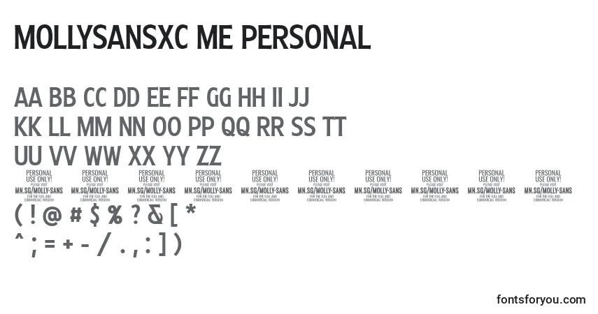 Schriftart MollySansXC Me PERSONAL – Alphabet, Zahlen, spezielle Symbole