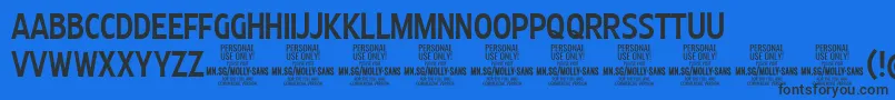 MollySansXC Me PERSONAL Font – Black Fonts on Blue Background