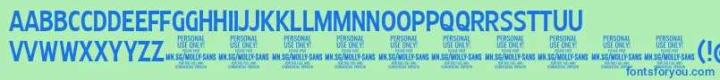 MollySansXC Me PERSONAL Font – Blue Fonts on Green Background