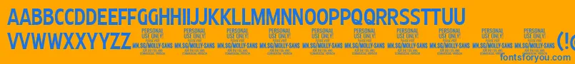 MollySansXC Me PERSONAL Font – Blue Fonts on Orange Background