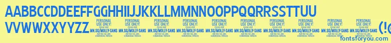 MollySansXC Me PERSONAL Font – Blue Fonts on Yellow Background