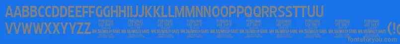 MollySansXC Me PERSONAL Font – Gray Fonts on Blue Background