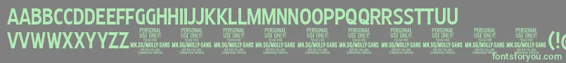 MollySansXC Me PERSONAL Font – Green Fonts on Gray Background