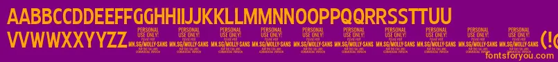 MollySansXC Me PERSONAL-fontti – oranssit fontit violetilla taustalla