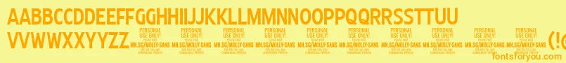 MollySansXC Me PERSONAL Font – Orange Fonts on Yellow Background