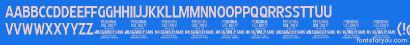 MollySansXC Me PERSONAL Font – Pink Fonts on Blue Background