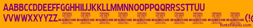 MollySansXC Me PERSONAL Font – Purple Fonts on Orange Background