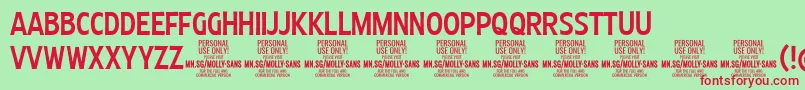 MollySansXC Me PERSONAL Font – Red Fonts on Green Background