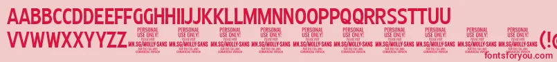 フォントMollySansXC Me PERSONAL – ピンクの背景に赤い文字
