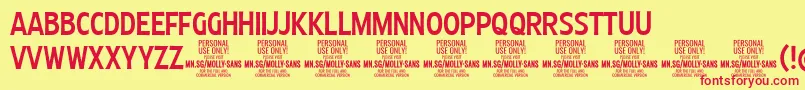 MollySansXC Me PERSONAL Font – Red Fonts on Yellow Background