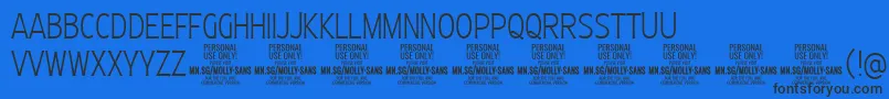 MollySansXC Th PERSONAL Font – Black Fonts on Blue Background