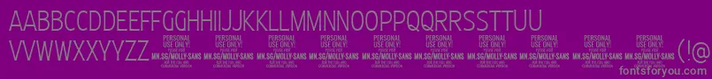 Шрифт MollySansXC Th PERSONAL – серые шрифты на фиолетовом фоне