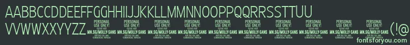 MollySansXC Th PERSONAL Font – Green Fonts on Black Background