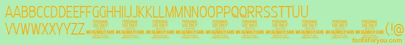 MollySansXC Th PERSONAL Font – Orange Fonts on Green Background