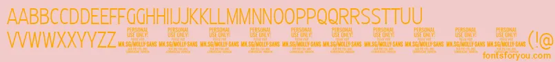 MollySansXC Th PERSONAL-Schriftart – Orangefarbene Schriften auf rosa Hintergrund