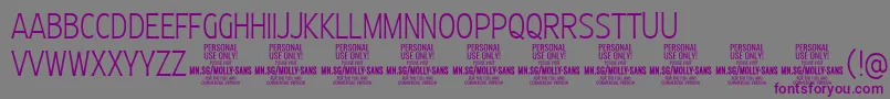 MollySansXC Th PERSONAL-Schriftart – Violette Schriften auf grauem Hintergrund