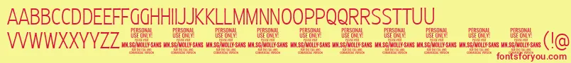 MollySansXC Th PERSONAL Font – Red Fonts on Yellow Background