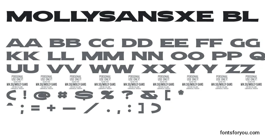 Czcionka MollySansXE Bl PERSONAL – alfabet, cyfry, specjalne znaki