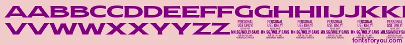 Czcionka MollySansXE Bo PERSONAL – fioletowe czcionki na różowym tle