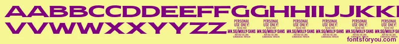 En savoir plus sur la police MollySansXE Bo PERSONAL Police MollySansXE Bo PERSONAL – polices violettes sur fond jaune