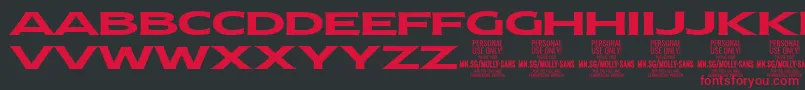 Czcionka MollySansXE Bo PERSONAL – czerwone czcionki na czarnym tle
