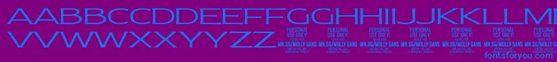 MollySansXE Li PERSONAL-fontti – siniset fontit violetilla taustalla