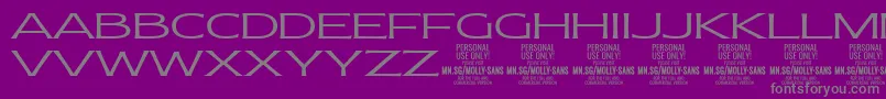 MollySansXE Li PERSONAL-fontti – harmaat kirjasimet violetilla taustalla