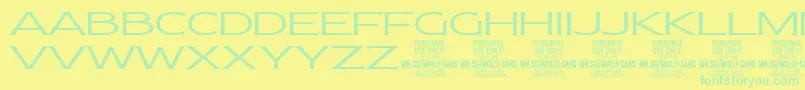 MollySansXE Li PERSONAL Font – Green Fonts on Yellow Background