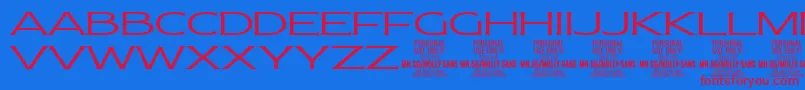 Fonte MollySansXE Li PERSONAL – fontes vermelhas em um fundo azul