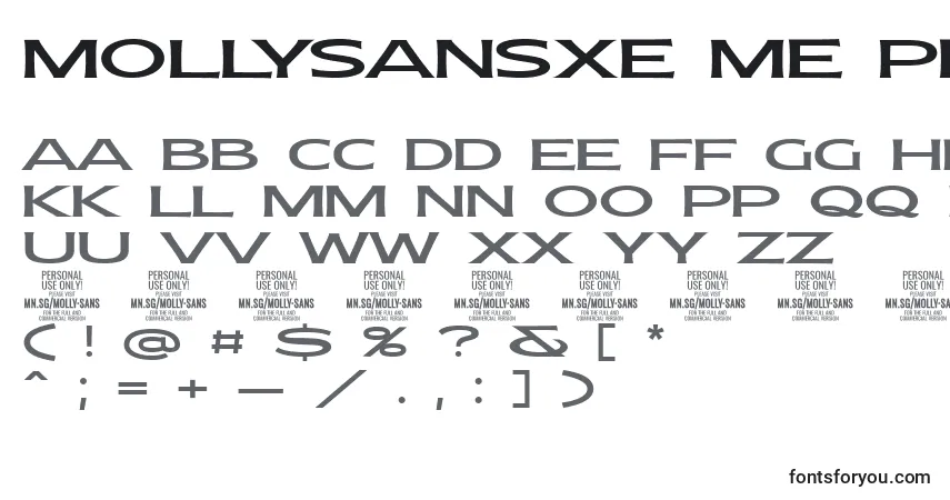 Czcionka MollySansXE Me PERSONAL – alfabet, cyfry, specjalne znaki