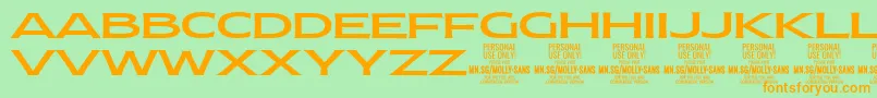 Weitere Informationen zur MollySansXE Me PERSONAL-Schriftart MollySansXE Me PERSONAL-Schriftart – Orangefarbene Schriften auf grünem Hintergrund