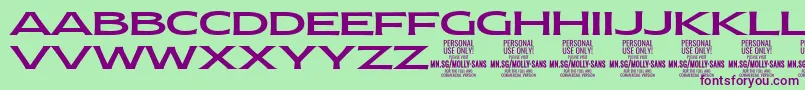 MollySansXE Me PERSONAL Font – Purple Fonts on Green Background
